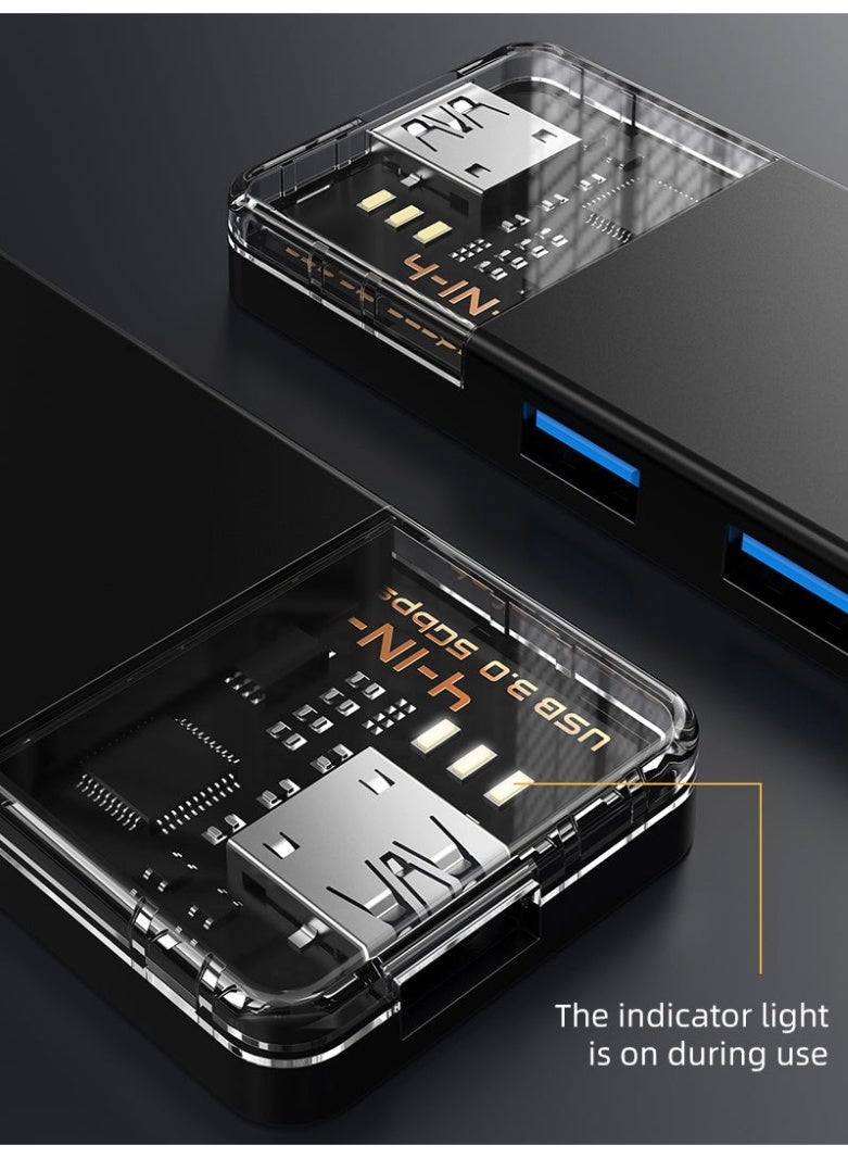 CABLETIME USB TYPE C TO 4 PORT USB 3.0 HUB 5GBPS COMPATIBLE WITH MAC WITH TYPE C TO USB ADAPTER - Image 5